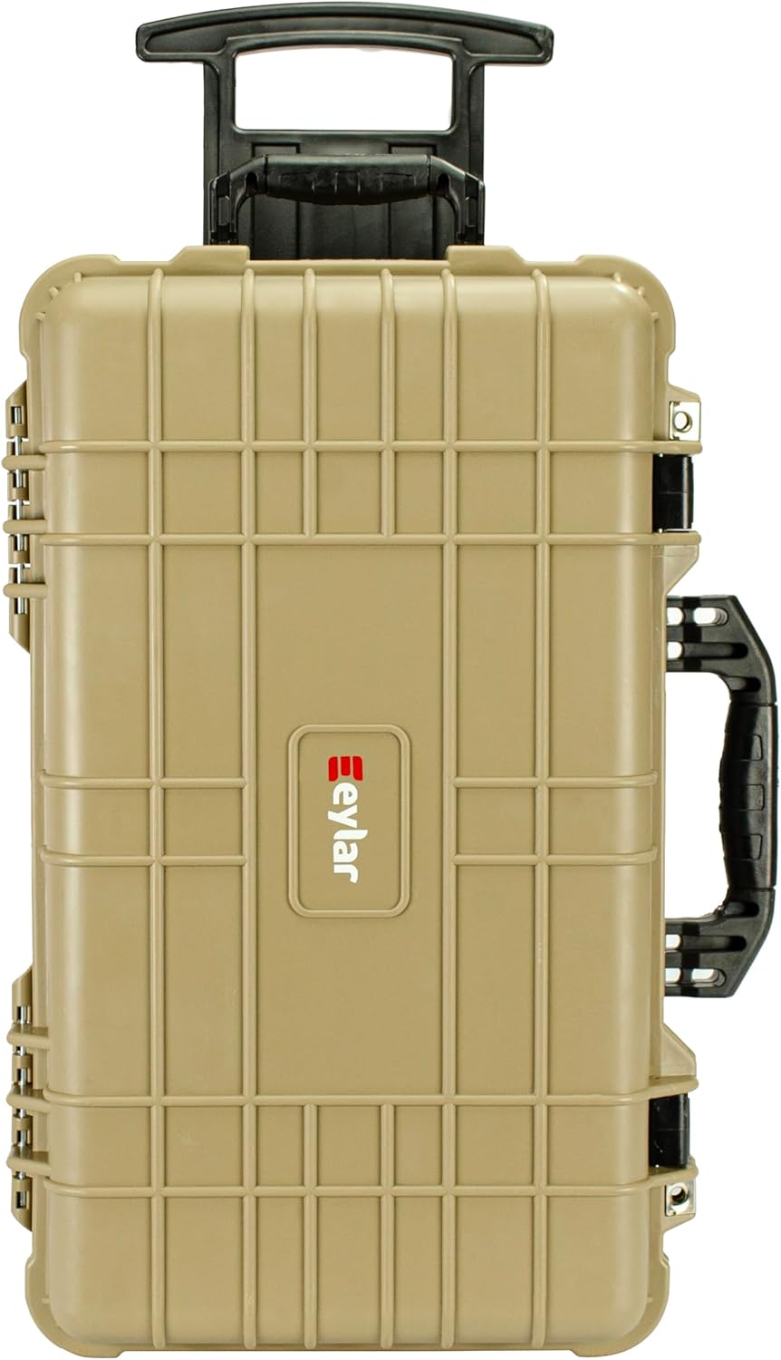 Eylar 22" Carry-On Travel Roller Gear, Camera, Drones, Tools, Equipment Hard Case Waterproof with Foam (Tan)
