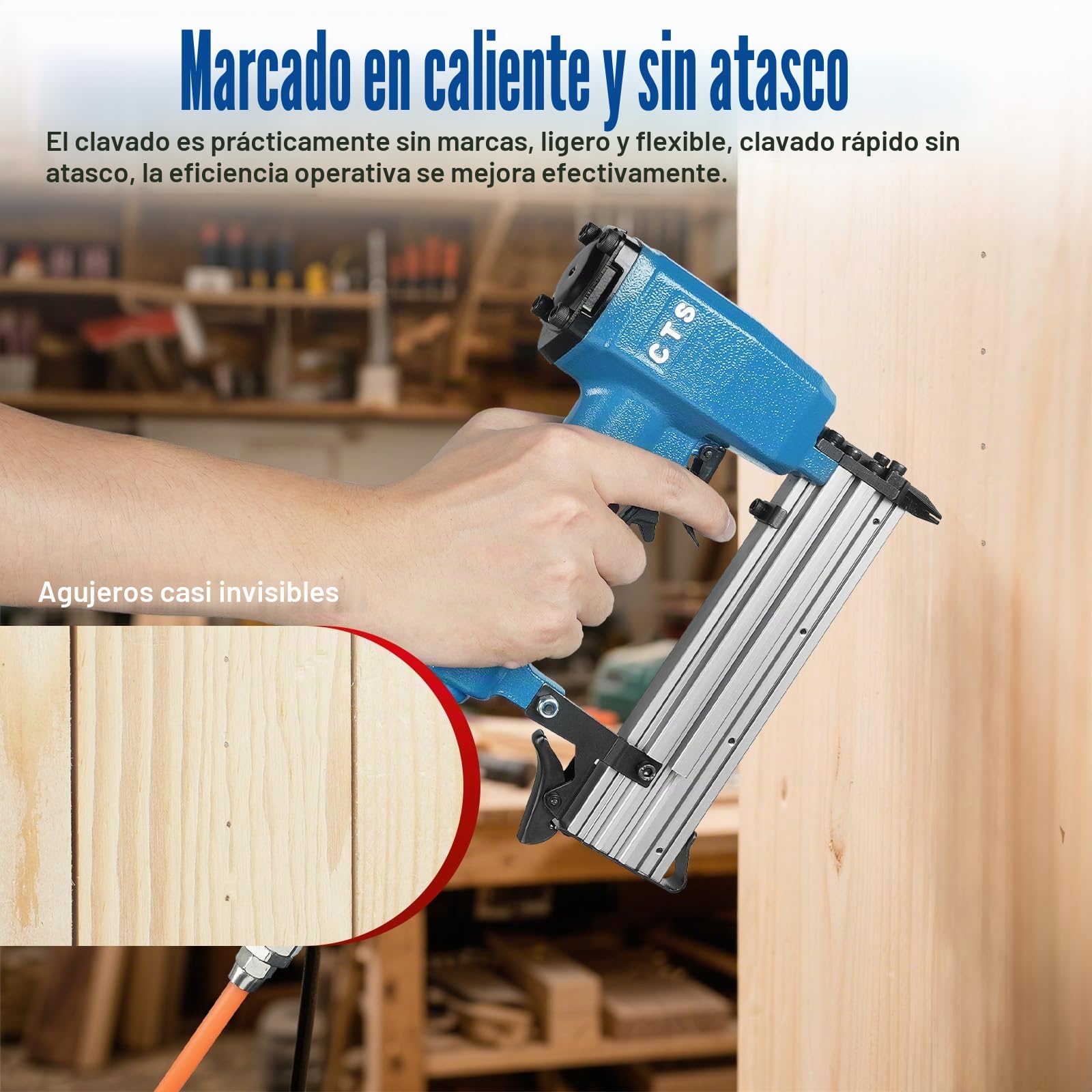CTS P630C - Clavadora de pines de calibre 23 con 3000 piezas de clavos, pistola neumática sin cabeza con gatillo de seguridad, se adapta a clavos de pin de 1/2'' a 1-3/16'' (12 a 30 mm), micro