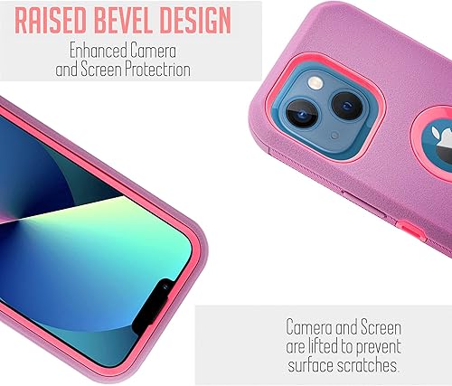Miniatura 7 de Funda diseñada para iPhone 13 (6.1 pulgadas), protección contra caídas de cuerpo completo, clip para cinturón, funda resistente con protector de