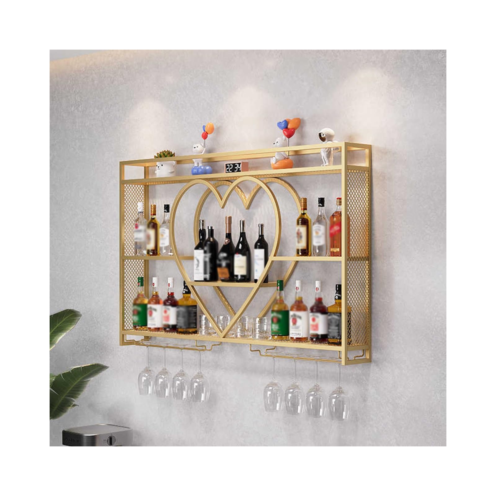 Support de rangement pour bouteilles de vin en fer forgé doré au design haut de gamme