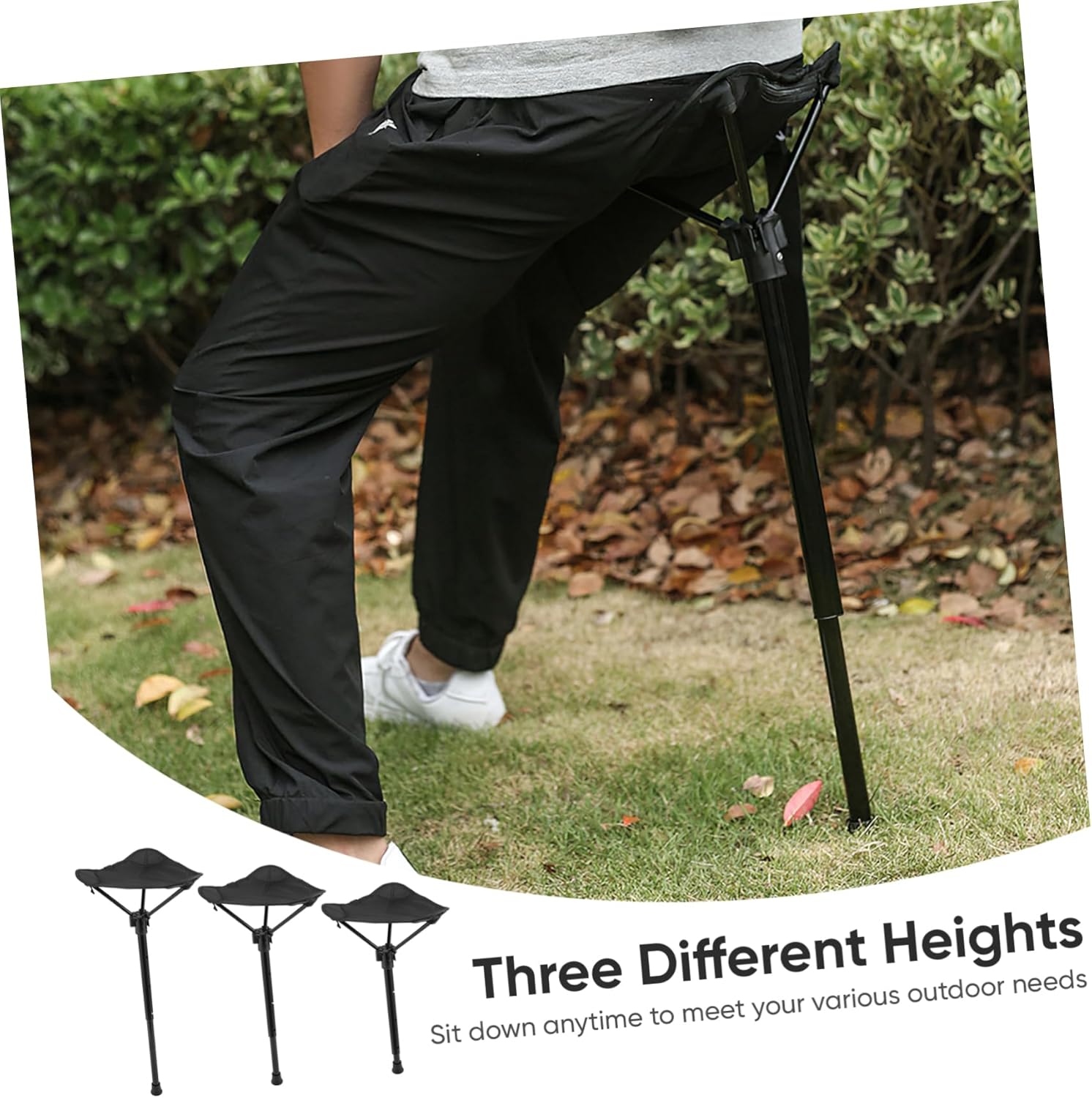 BESPORTBLE Portable Folding Stool for Outdoor Camping Adjustable Height Lightweight Aluminum Frame Compact Design Easy to Carry for Hiking or Travel