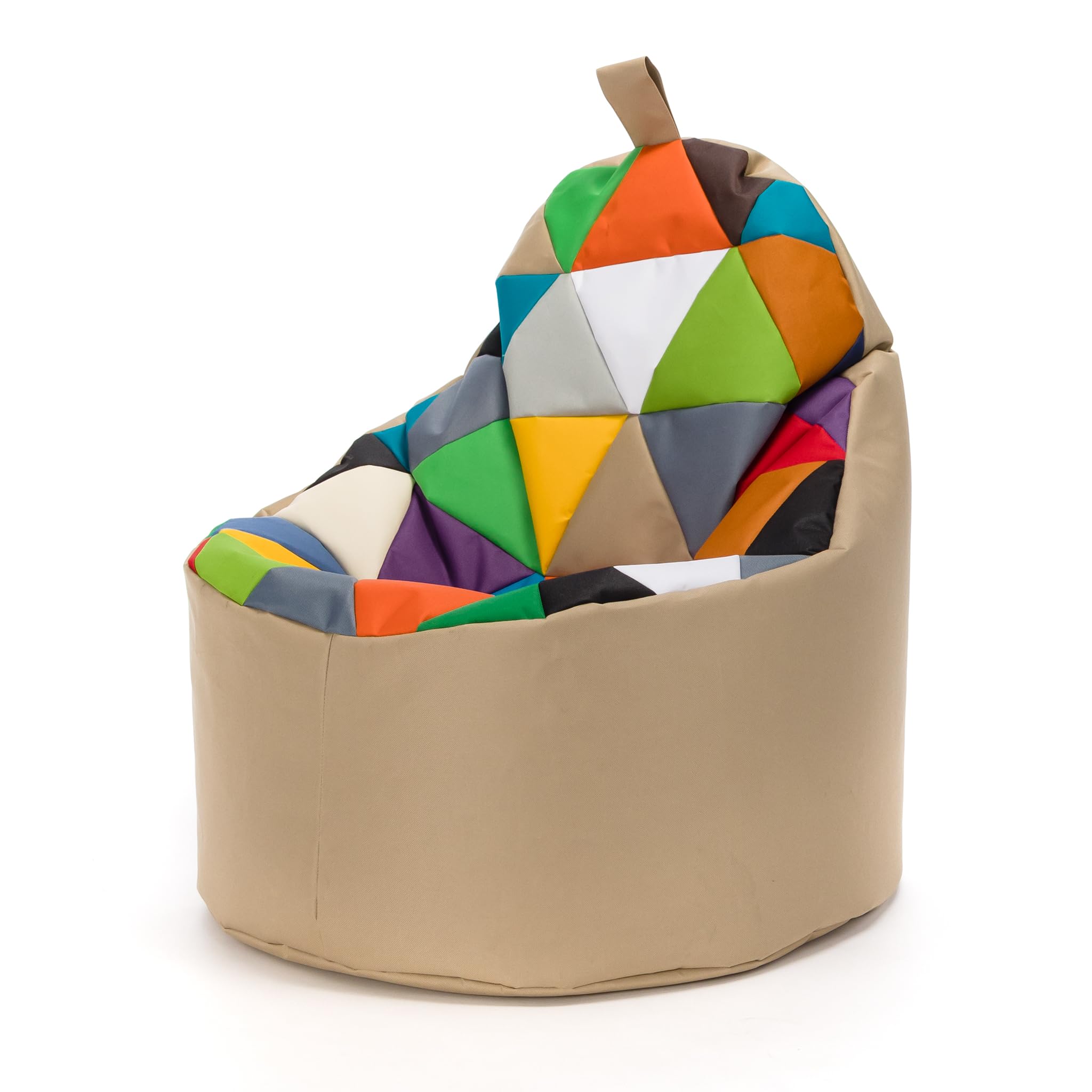 Ecopuf - Pouf a sacco da esterno Yoko Patchwork - Pouf per cameretta per bambini - Pouf in tessuto impermeabile - Poltrona relax - Poltrona a sacco XL - 70x75cm, Miscela/Cappuccino