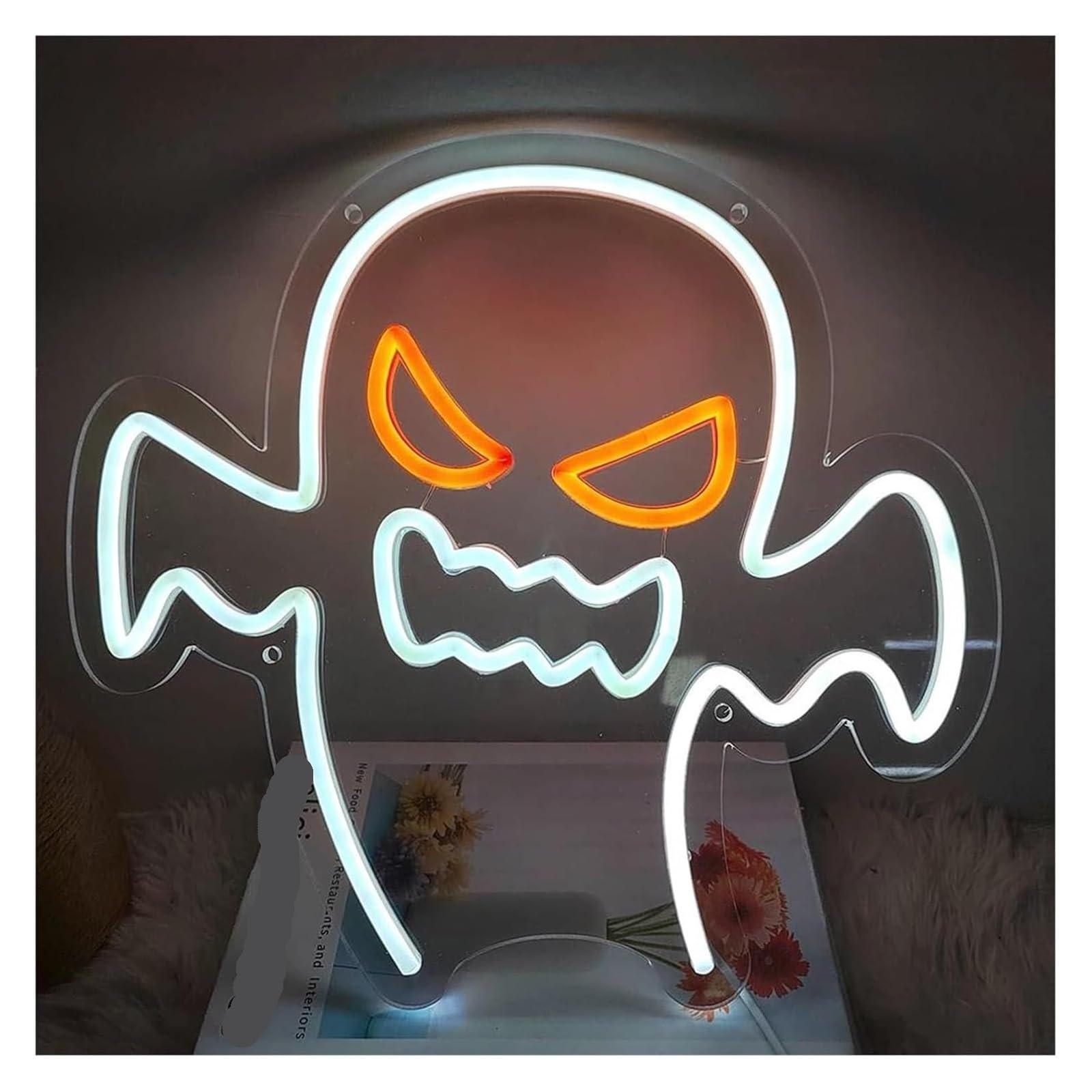 Panel de neón fantasma con letras coloridas para iluminación interior dormitorio