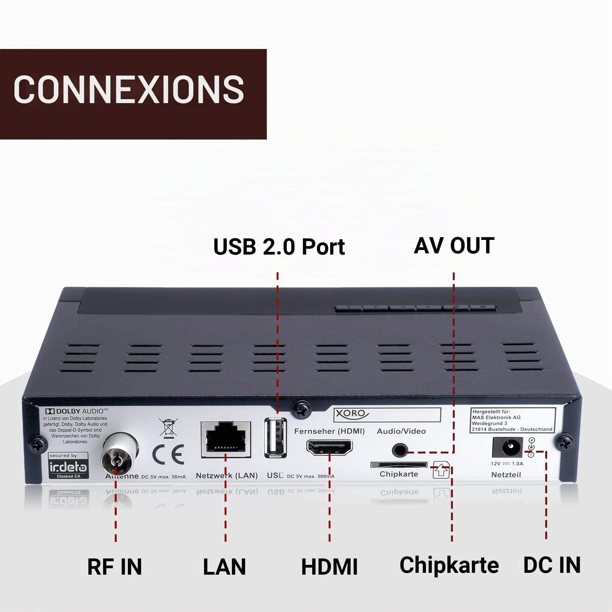 XORO HRT 8770 Twin - Combo FullHD DVB-C/DVB-T2, système de décryptage Freenet TV intégré, tuner double (deux récepteurs), compatible PVR, Timeshift
