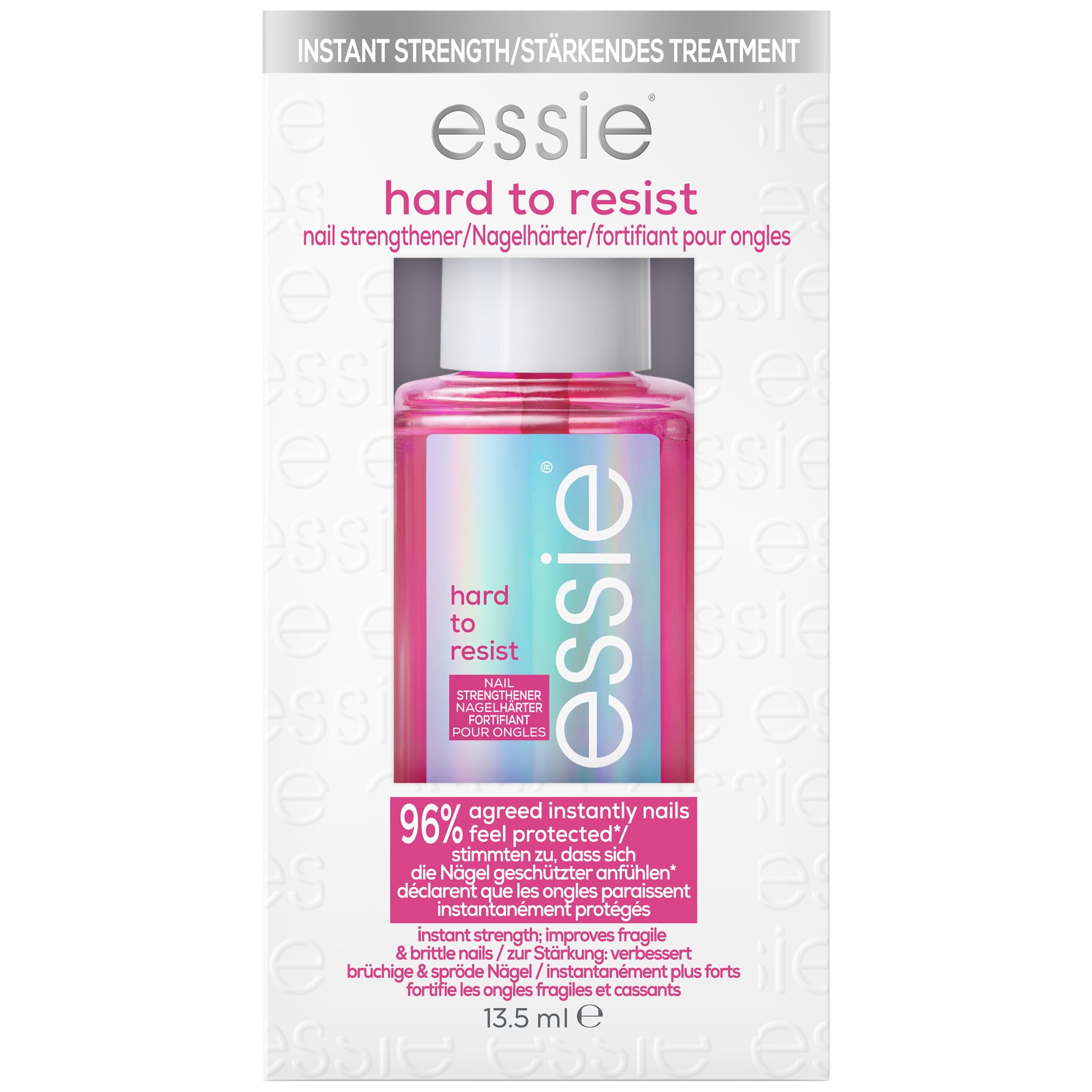 essie Nagelhärter für natürlich strahlende, glänzende und stärkere Nägel, Vegane Formel ohne Inhaltsstoffe tierischen Ursprungs, hard to resist, Pinker Tint, 1 x 13,5 ml