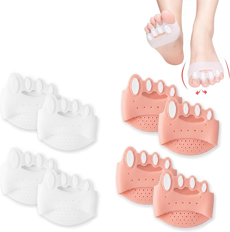 4 pares de separadores de dedos de silicona mejorados – Espaciadores individuales de gel para aliviar juanetes, alineación correctiva para dedos superpuestos, cojín de pie ultrasuave y transpirable para mujeres y hombres