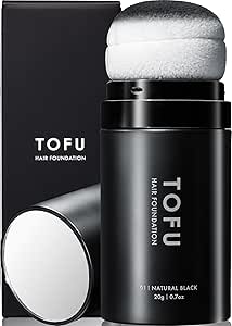 TOFU ヘアファンデーション 薄毛隠し 白髪隠し パウダー 男女兼用【白髪も薄毛も1本で自然に仕上がる】 増毛 生え際 円形脱毛症隠し (ナチュラルブラック/20g)