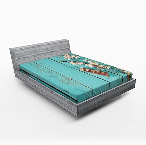 Miniatura 79 de Ambesonne Sábana bajera étnica, primer plano de degradado vertical, efecto de teñido anudado hippie Alter Life, impresión artística retro, ropa de