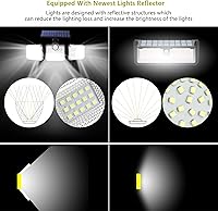 Vista 3 de Luces solares para interiores y exteriores, luces LED con sensor de movimiento solar, 3 cabezales ajustables de 270 gran angular luz de inundación