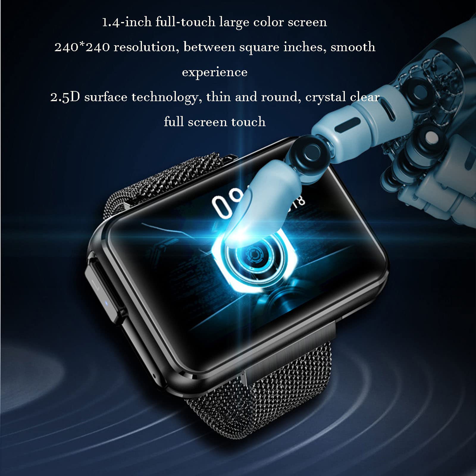 Inteligentny zegarek ze słuchawkami, inteligentny zegarek 2 w 1, ciśnieniomierz tętna, monitor snu, kompatybilny z mężczyznami i kobietami iPhone Androi,Black