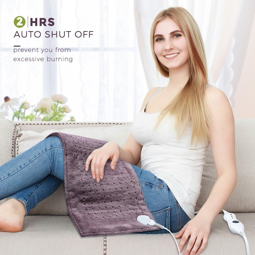 FIGERM 12" X 24" Extra Large Heating Pad with 2-Hour Auto-Off, 3 Heat-Settings, Dry/Moist, Machine Washable, Pain Relief for Neck, Shoulder, Arms, Legs, Back and Waist