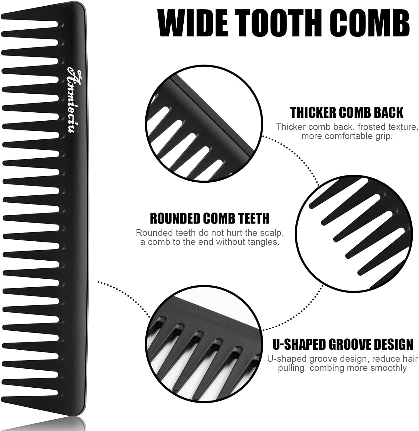 ワイドトゥースコームと大きな髪のもつれをほどくし 丈夫なヘアコーム 巻き髪に適しています ロングヘア ウェットヘアまたはドライヘア全