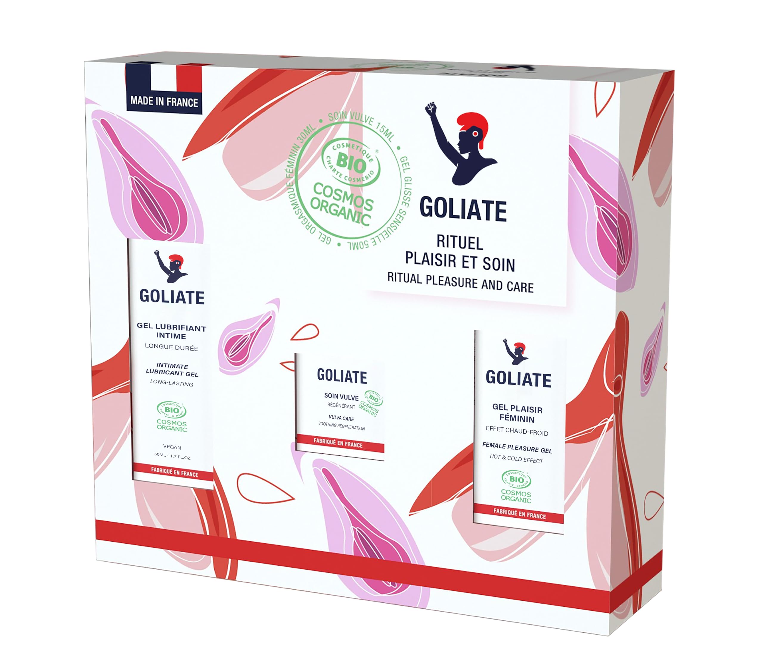 GOLIATE - Cofanetto Regalo Rituale Cura I Gel lubrificante intimo all'acqua - Balsamo Cura vulva - Gel femminile I Bio, naturale, idratante, made in France