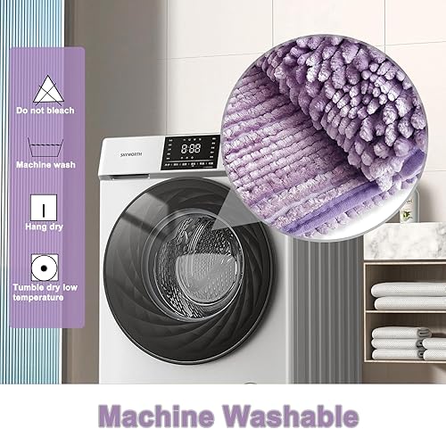 Miniatura 7 de RULLENY Juego de 2 tapetes de baño de felpilla de lujo, antideslizantes, lavables, súper absorbentes, grandes, de secado rápido, 47 x 20 y 16 x 24