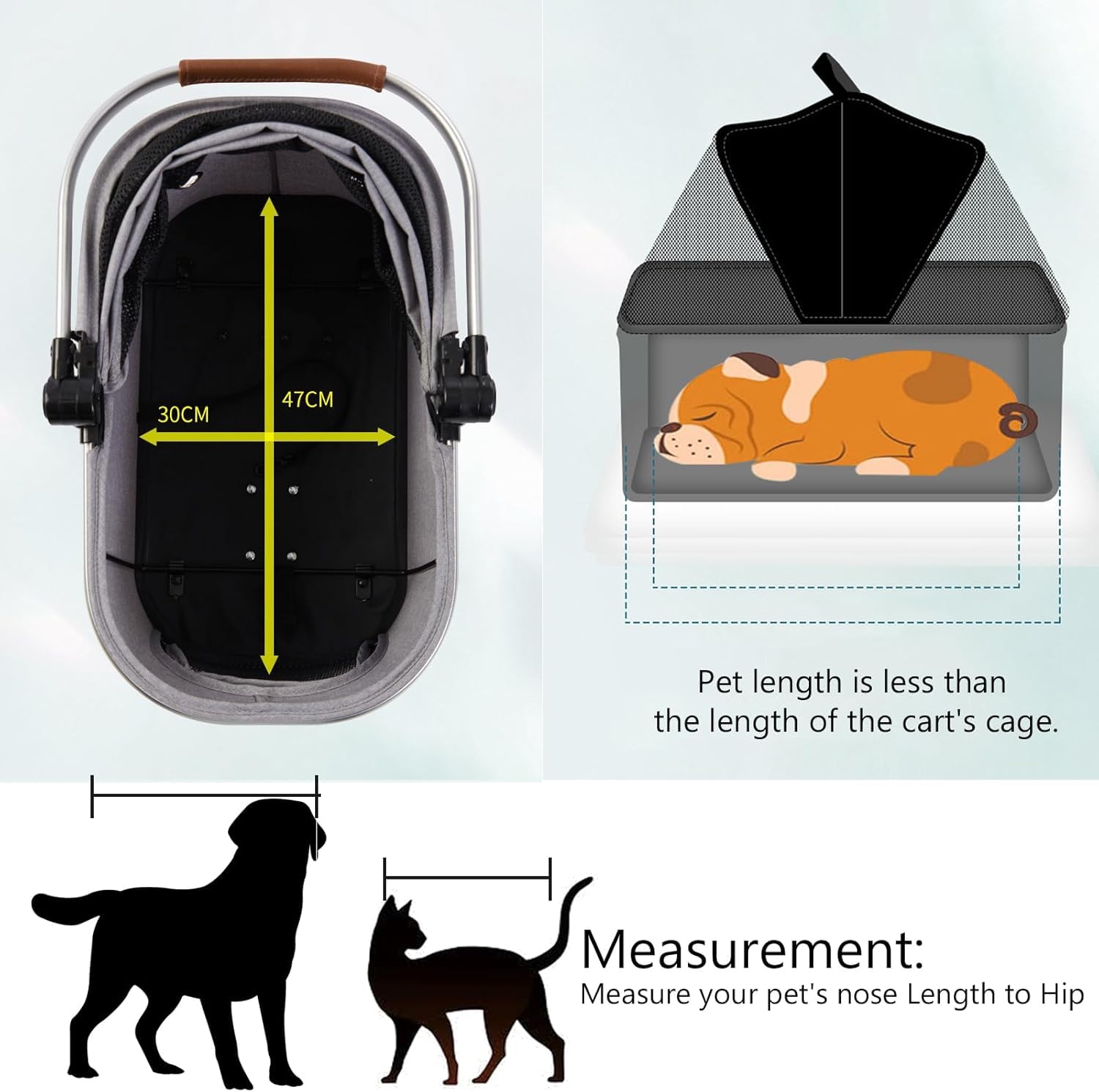Haustier-Buggy, 2-in-1-multifunktions-jogging-buggy Für Hunde Und Katzen, 4 Räder, Zusammenklappbar, Tragbar, Leicht, Reisebuggy Mit Abnehmbarem Tragekorb Für Kleine/mittelgroß, Black