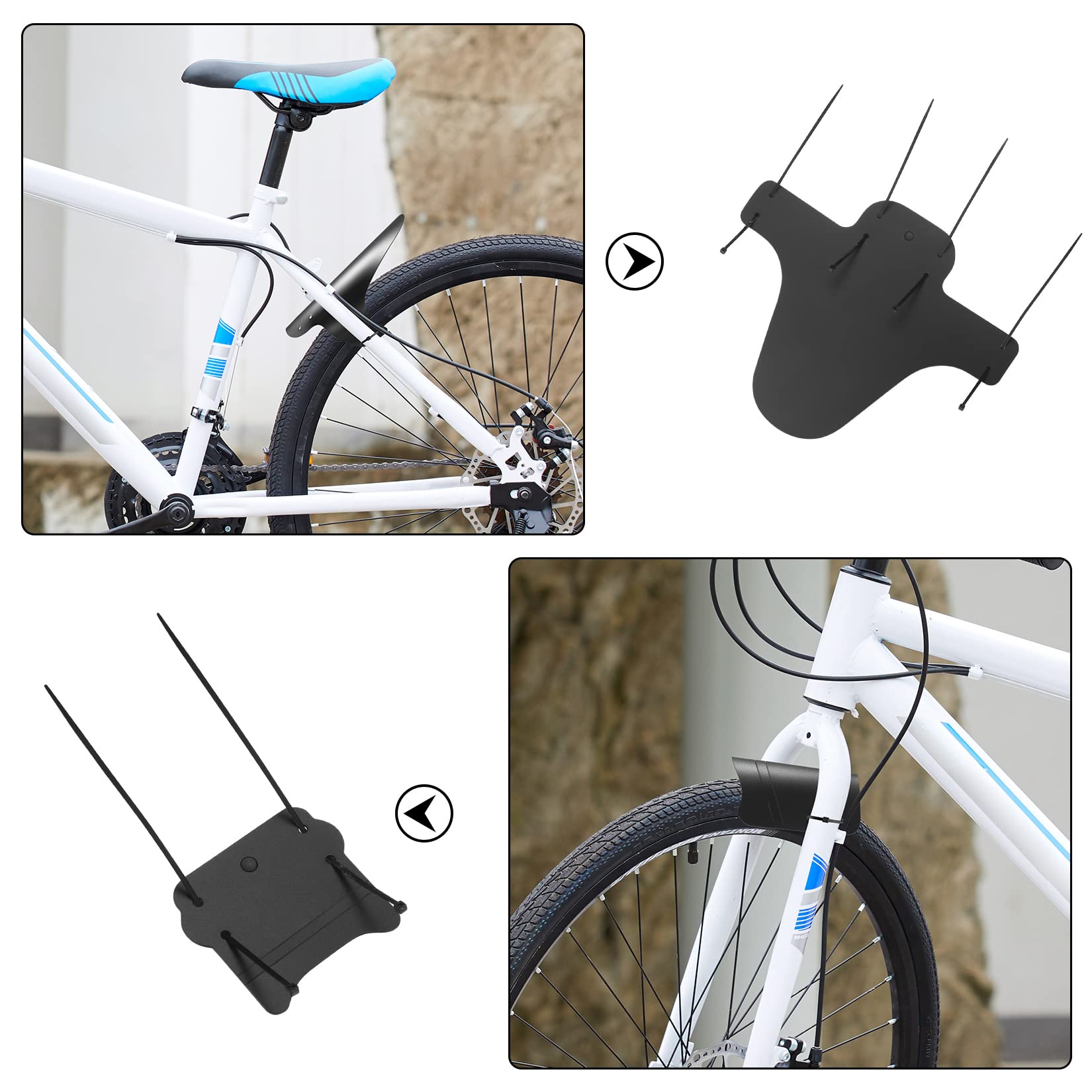 4 Pezzi Parafanghi per Bici, Parafango MTB Anteriore e Posteriore Parafanghi, Bicicletta Parafango con 10 Fascette Cavi per Ciclismo/Corsa/Mountain Bike