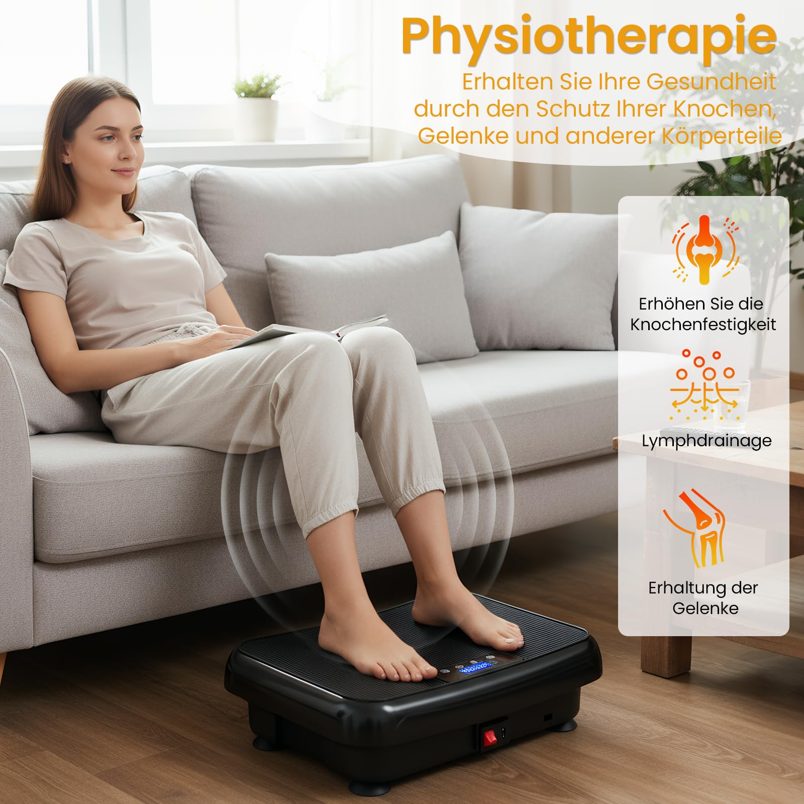 TISSCARE Vibrationsplatte bis 180 kg, Professionelles Fitnessgerät für zuhause - Rüttelplatte Sport für Lymphdrainage, Fettverbrennung & Ganzkörpertraining, Ihr Vibrationsboard für Sportgeräte zuhause