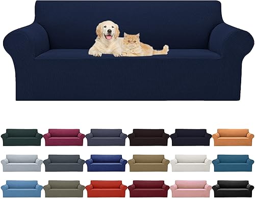 Miniatura 26 de Cupuamon Fundas protectoras para sofá de 4 plazas, elásticas de gran tamaño, con parte inferior elástica de tela jacquard, a cuadros pequeños para