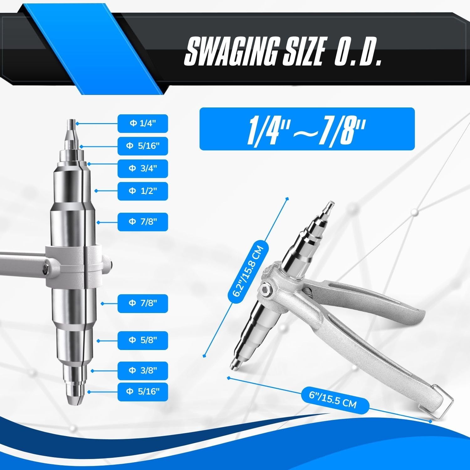 Flexzion Extenseur de tuyau en cuivre manuel, outil d'expansion manuel universel en alliage d'aluminium pour installer la maintenance de réparation 1/4 "5/16" 3/8 "1/2" 5/8 "3/4" 7/8 "