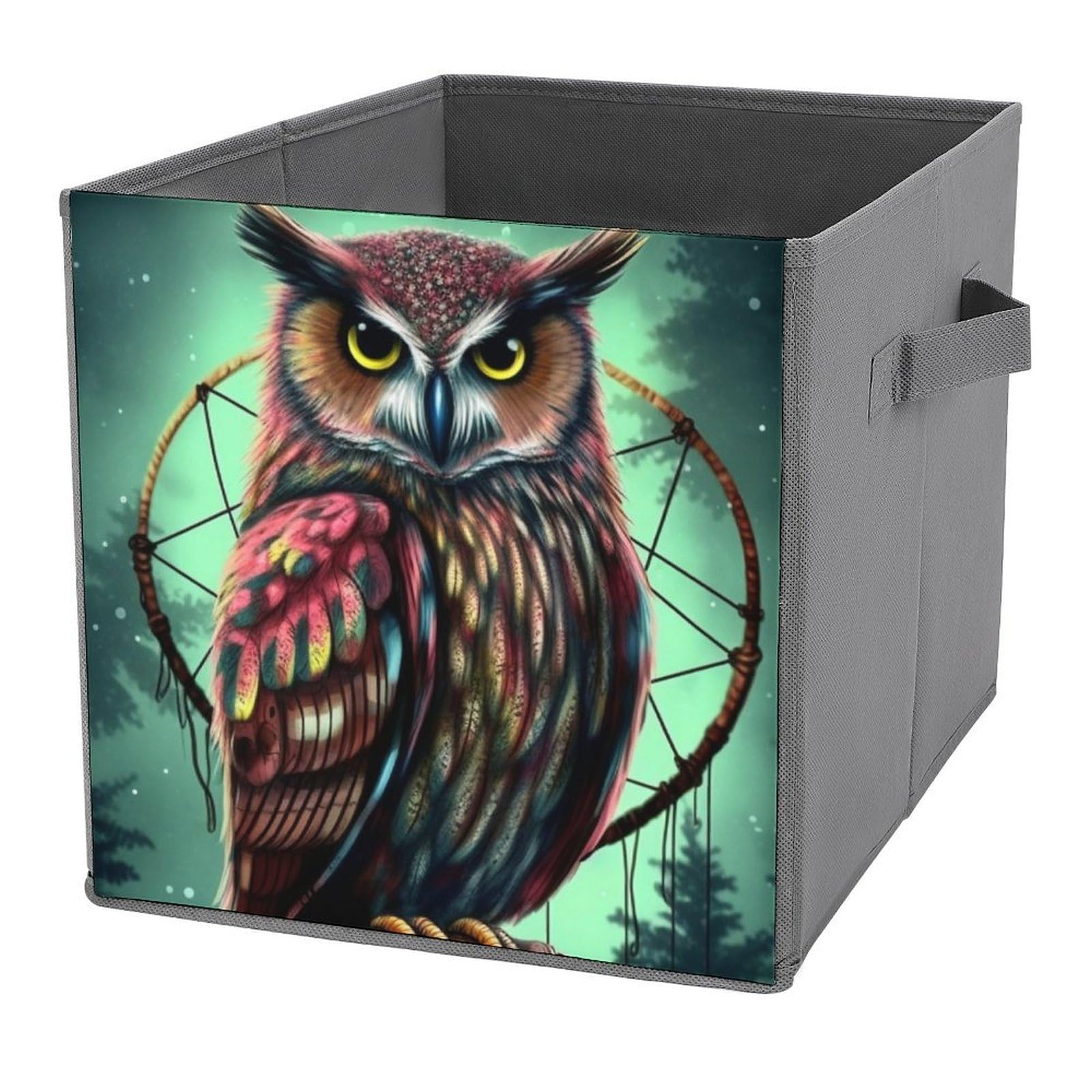 NONHAI Collapsible Storage Bins with Dual Handles Fabric Storage Basket Foldable Cubes Organizer Baskets Owl Storage Boxes for Organizing Clothing Cube Storage Organizer Bins