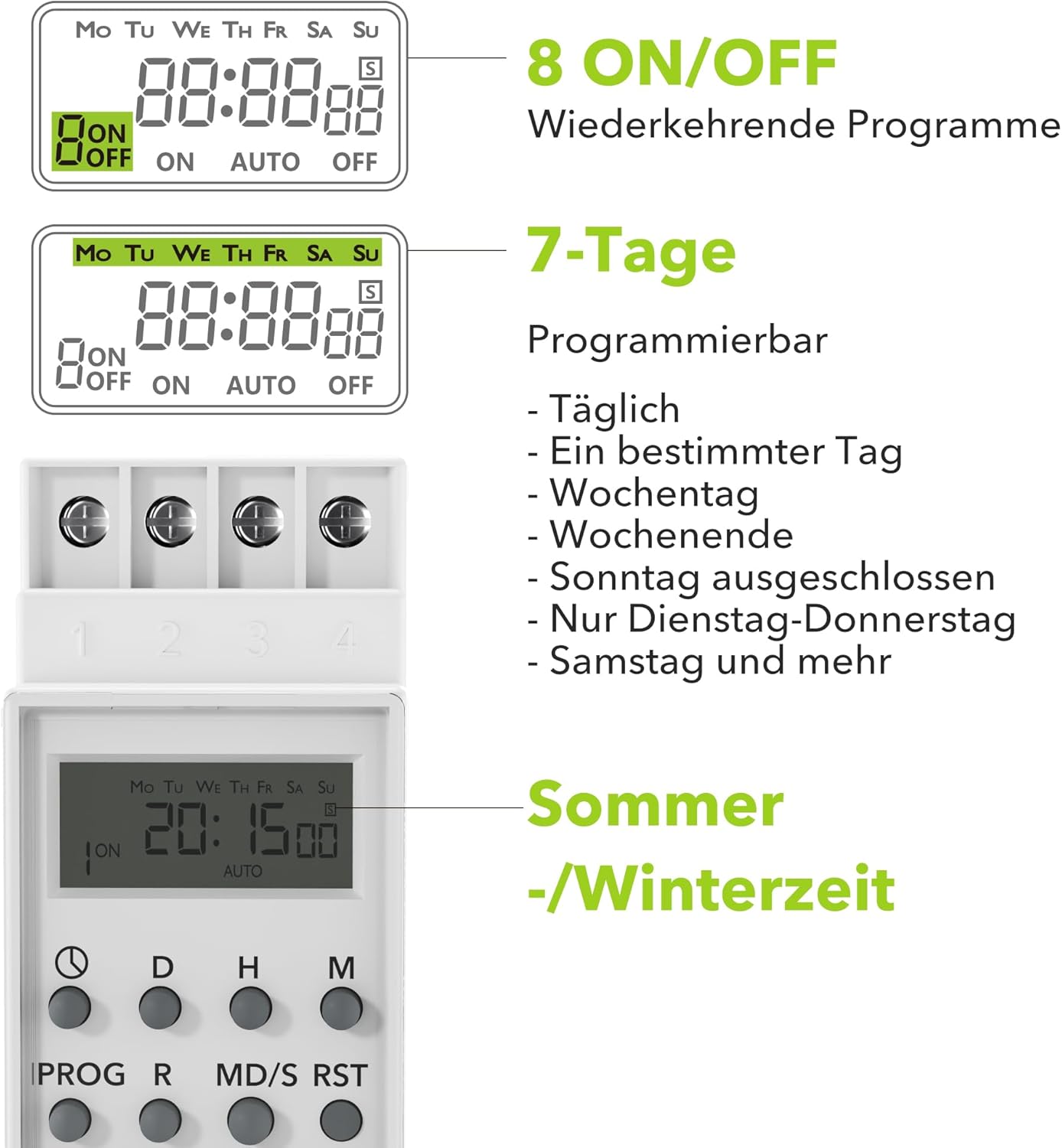 Detailed view of weekly programming combinations
