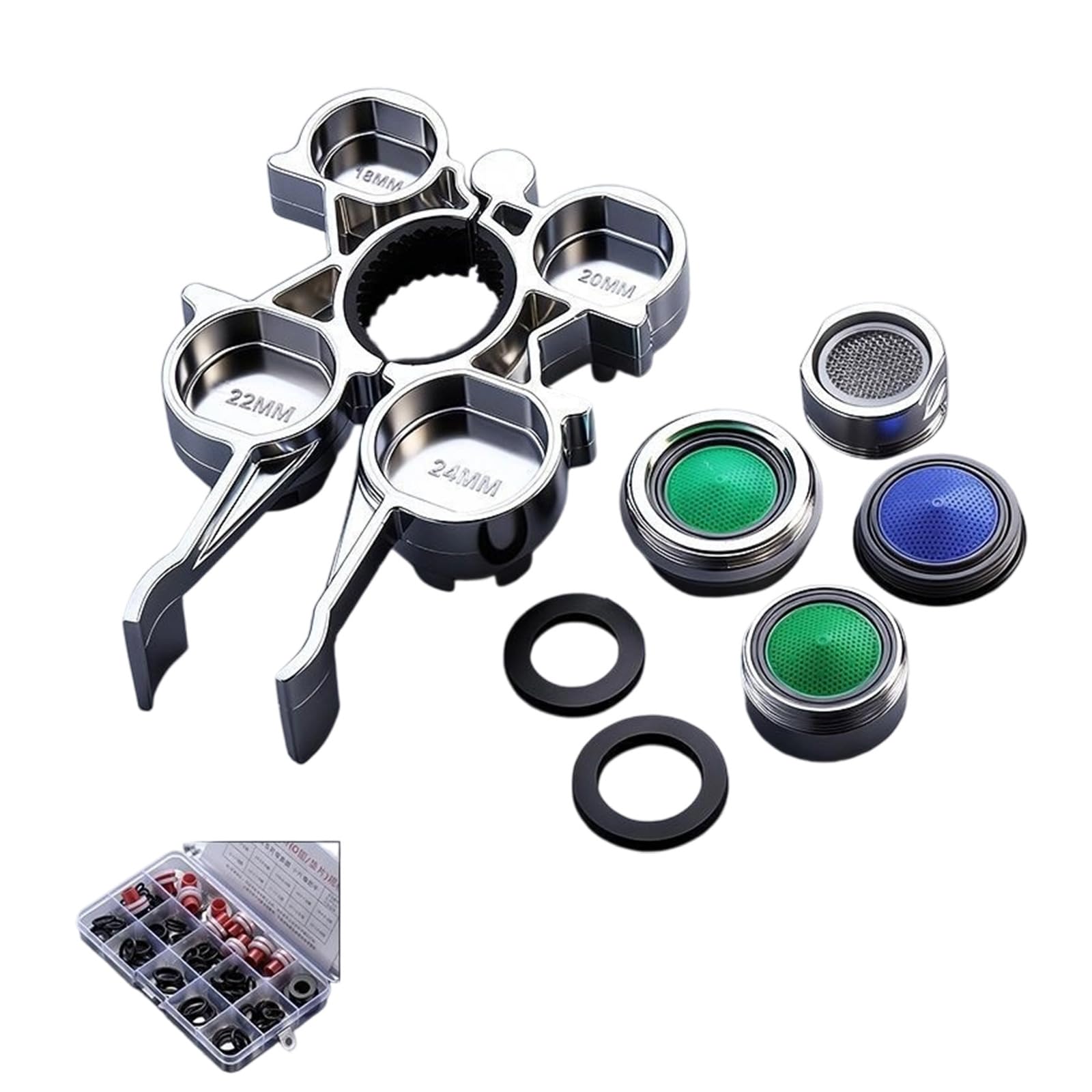 Splash Proof Water Tap Aerators Flows Restrictors Inserts with Faucet Aerator Keys Tap Bubblers Filter Easy to Use Sink Taps Flows Restrictors with Aerator Removal Wrench Tool