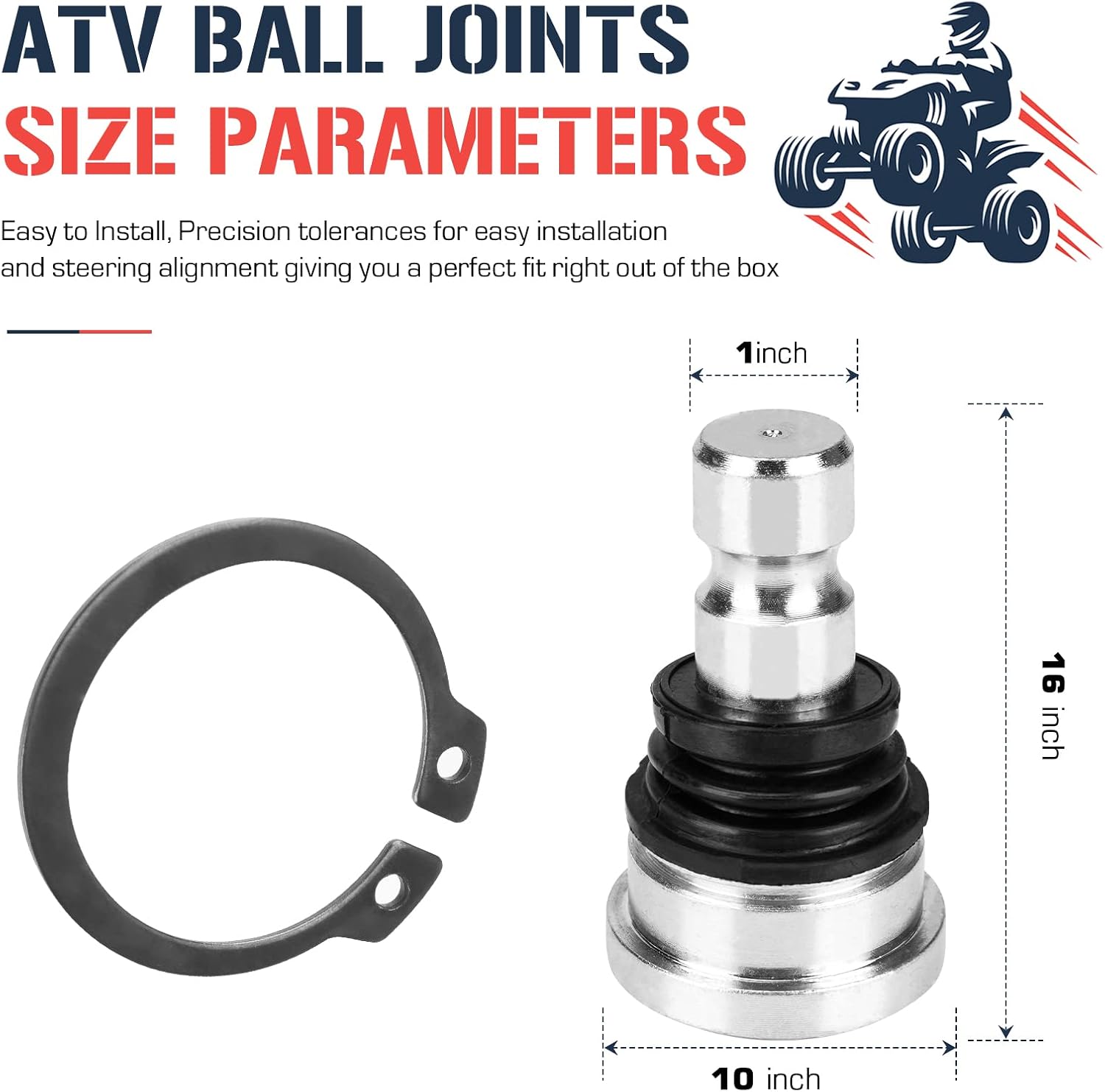 Upper and Lower Front Ball Joint for Polaris RZR XP/XP4 1000 14-22, for RZR XP/XP4 Turbo 16-22, for General XP/XP4 1000 20-22, Replace for 7081867 7081992 7082275 7082487 7082422, 4 Pcs