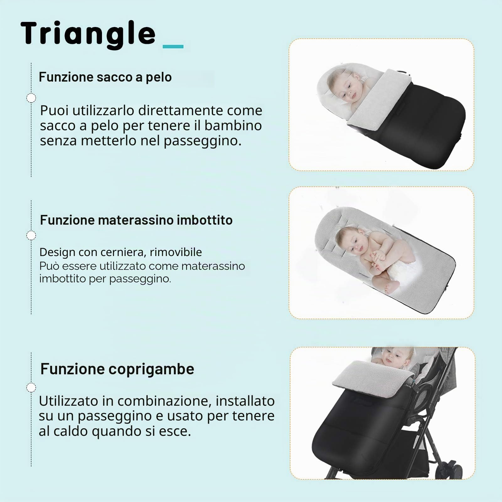 auvstar MHOYI Coprigambe Passeggino Universale,Sacco Termico per bebè,Sacco Passeggino InvernaleImpermeabile Antivento Passeggino Tappetino,Adatto per Passeggini,Seggiolini Auto (Grigio)