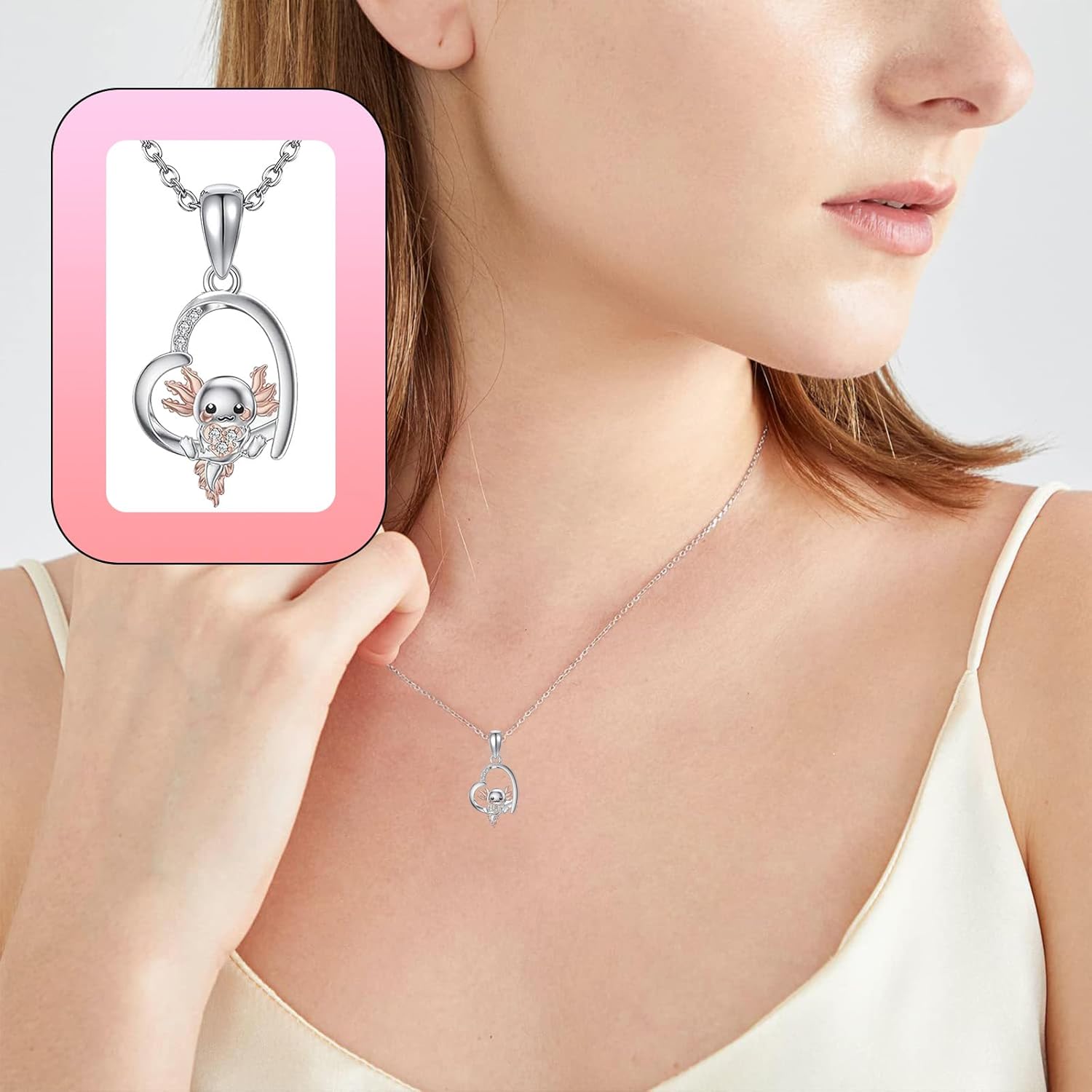 Fashion Necklace, 2 Piece Beautiful Mexican Axolotl Necklace for Women - Image 5