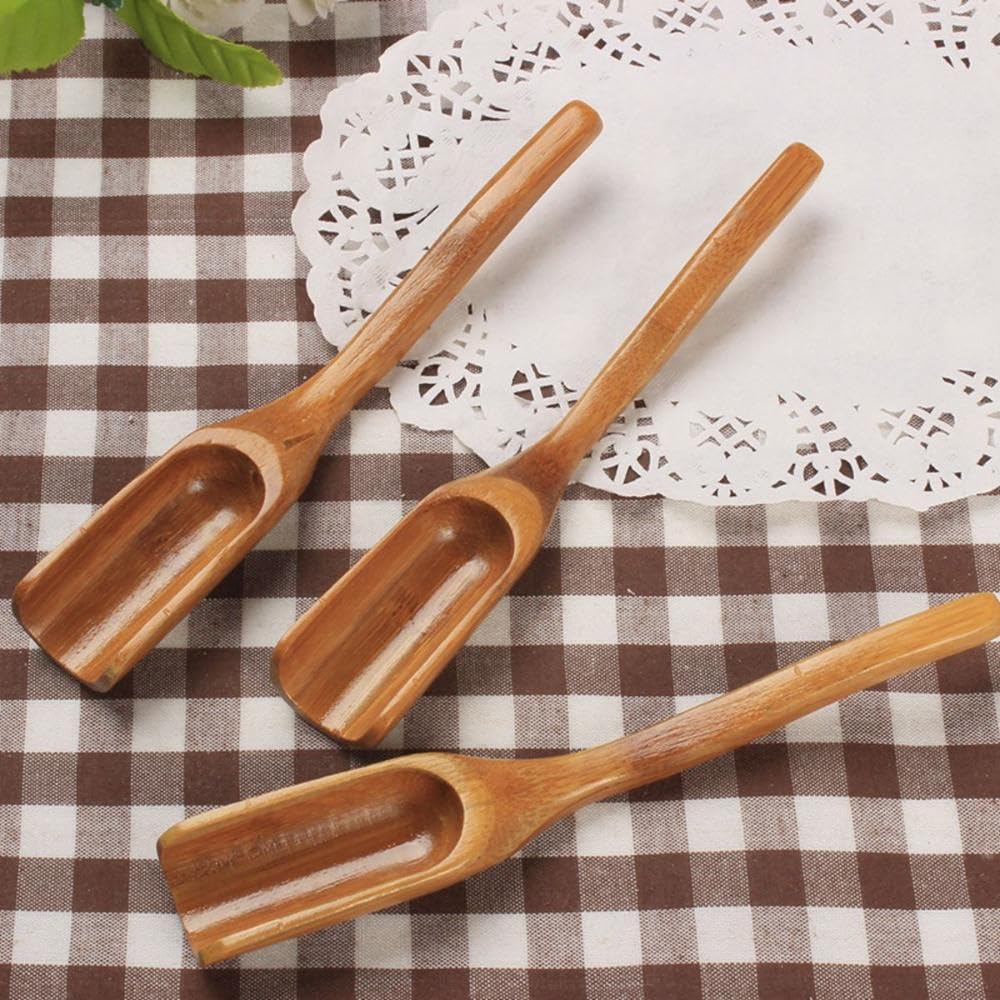 Cuchara de té suelta de bambú, cuchara de café de madera, cuchara métrica de té suelta, cuchara de sal de azúcar para condimentos naturales, cuchara de té pequeña para el hogar