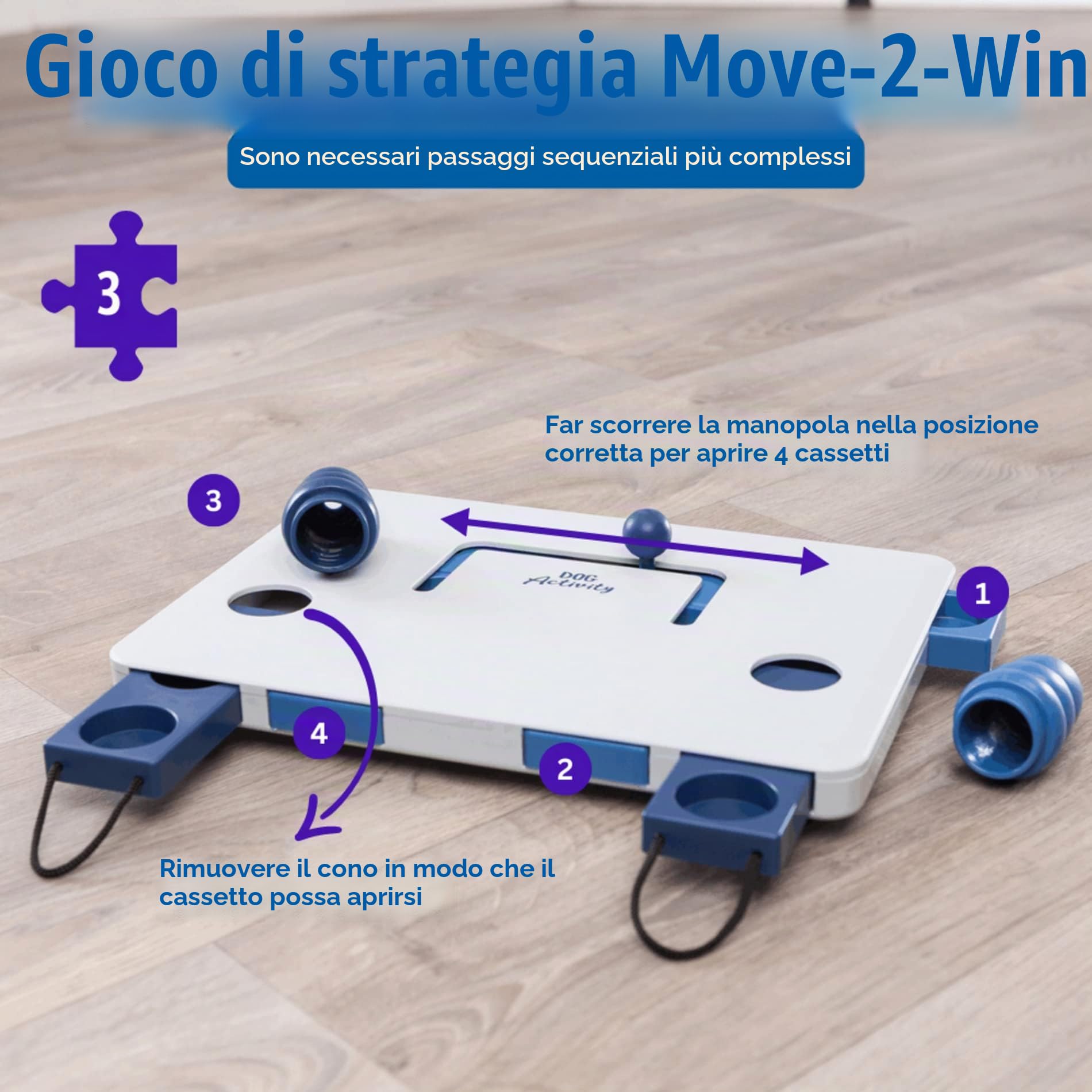 TRIXIE Move2Win gioco di strategia – Giocattolo intelligente per cani – Stimolazione mentale – Lavabile in lavastoviglie – 34 × 23 cm