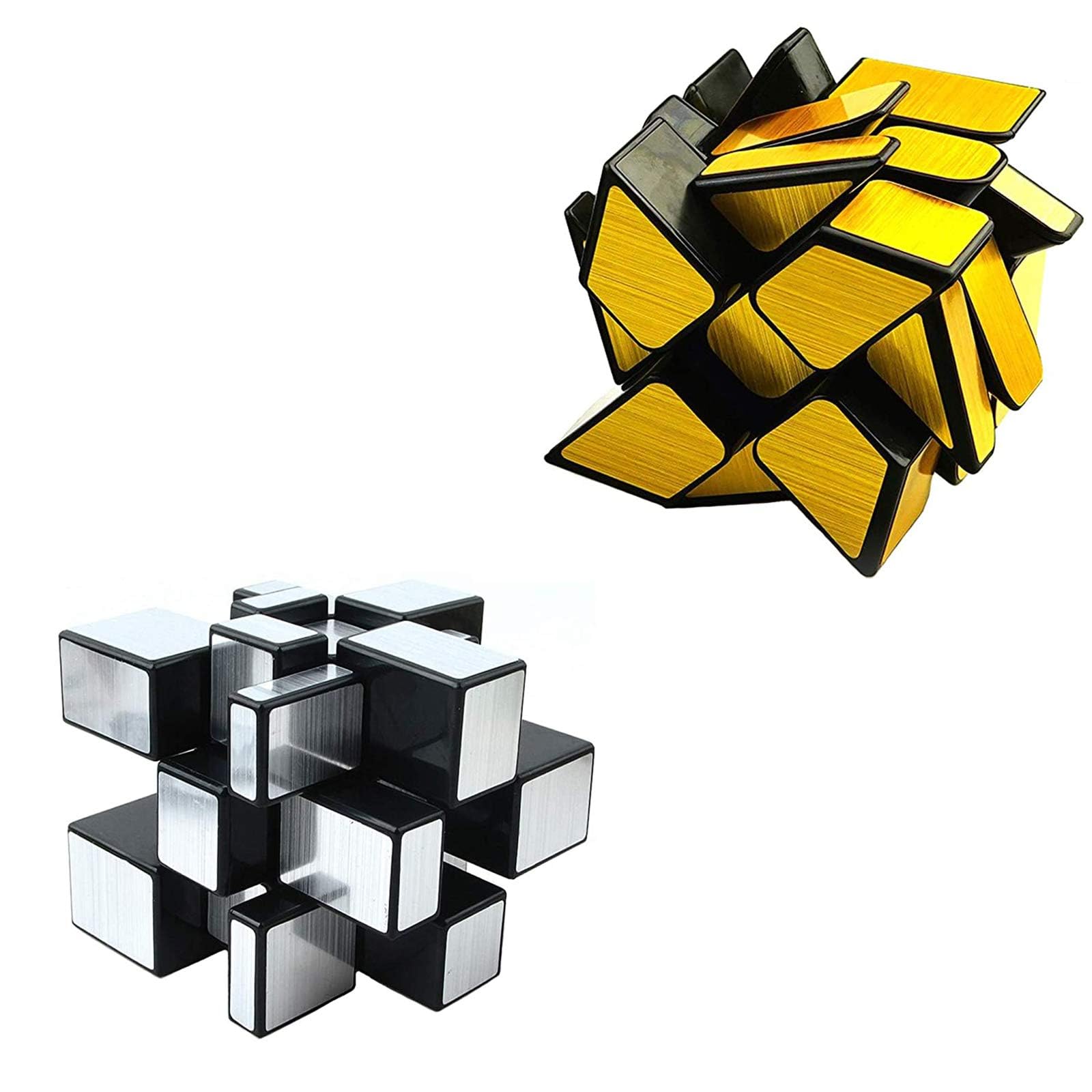 Tazweeq 2Pcs Mirror Speed Cube Set, Magic Cube, 3x3x3 Mirror Rubik's Cube, Twisting Speed Rubik's Cube Set, Children's Educational Game Toys