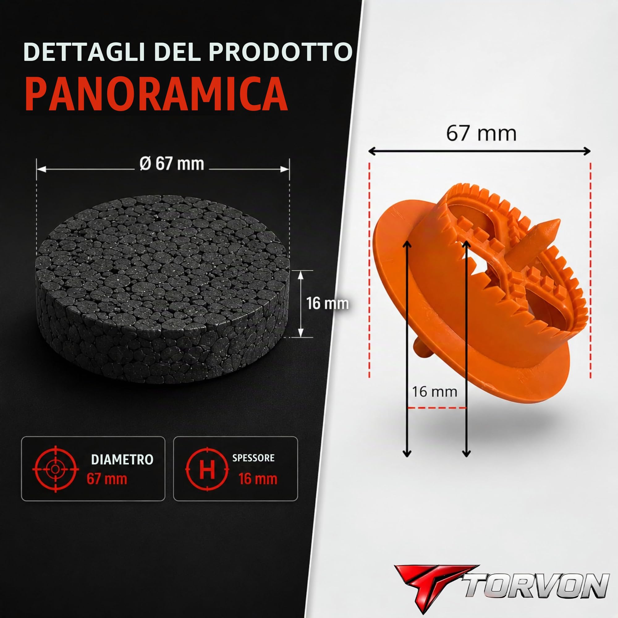 SET WDVS (Ø10x260mm tasselli isolanti con chiodo in plastica 100pz + Rondelle in polistirolo EPS Ø67x16mm 100pz + Fresa per polistirolo 1pz) Tasselli per facciata per isolamento termico ETA