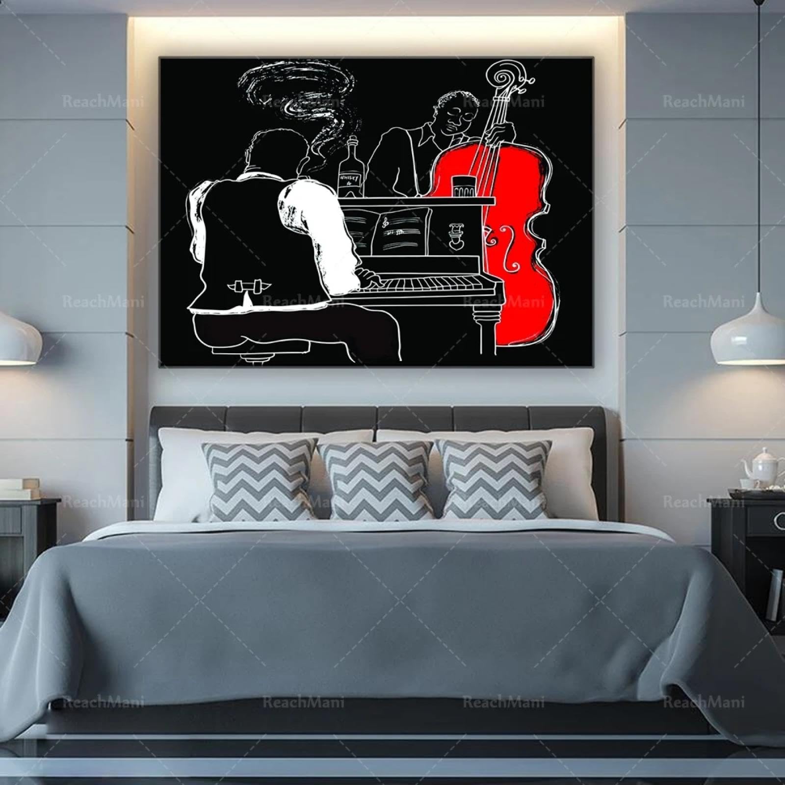 BMGKYAGL Stampa su tela Pianista, moderna decorazione da parete su tela, poster artistico, per gli amanti della musica. Decorazioni per pareti con cornice 60x90cm.