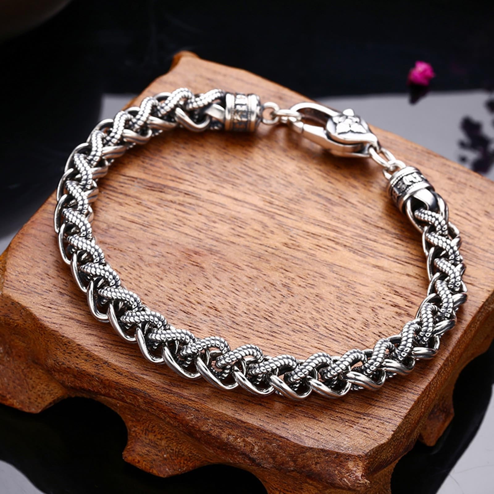Silber S925 Herren Armbänder Vintage Verdreht Welle Armband