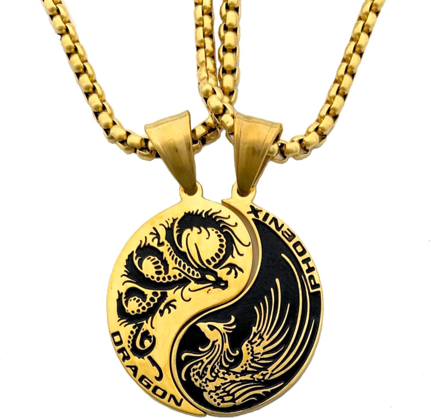 Tapp Collections Dragon Yin Yang 2 Pendant Necklaces Set