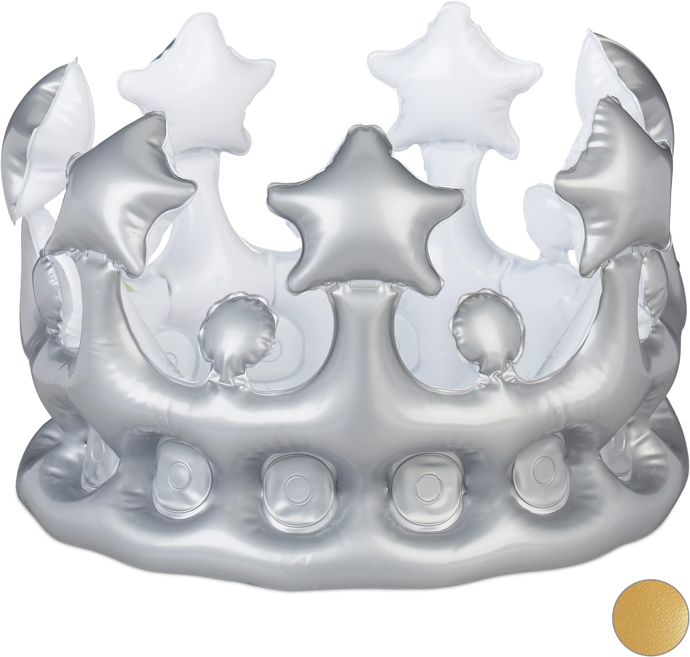 4er Set Geburtstagskronen Für Erwachsene – Aufblasbar, Mit Strass-Aufklebern & Schultergurt (20x15 Cm)