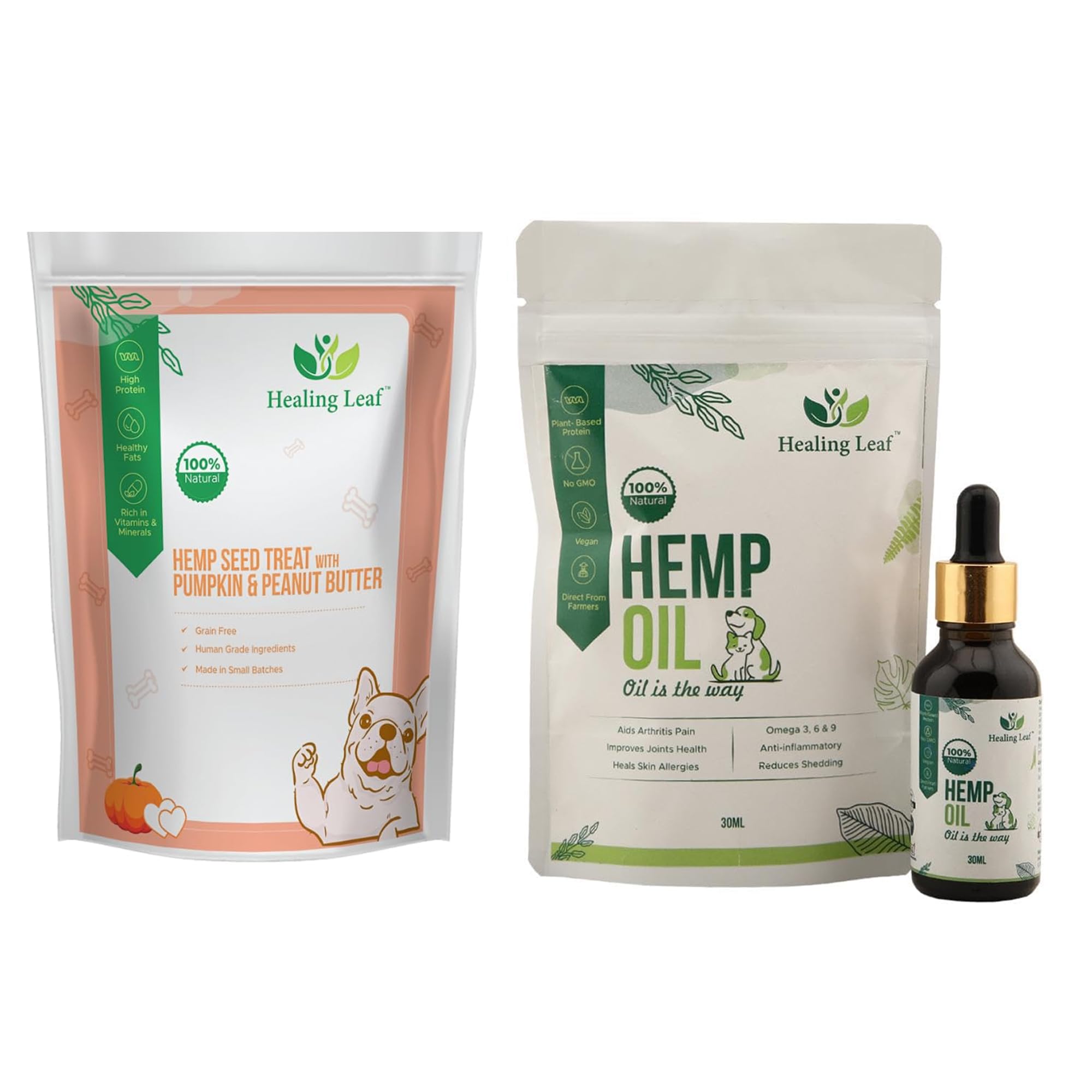 Healing Leaf Combo Dog Treats Training Adult Puppies Healthy Hemp Pumpkin Treats 100g Hemp Seed Oil Dogs Cats Anxiety Pain Relief Stress Calming, 30ml (B0CL56RX1T) Amazon Price History, Amazon Price Tracker