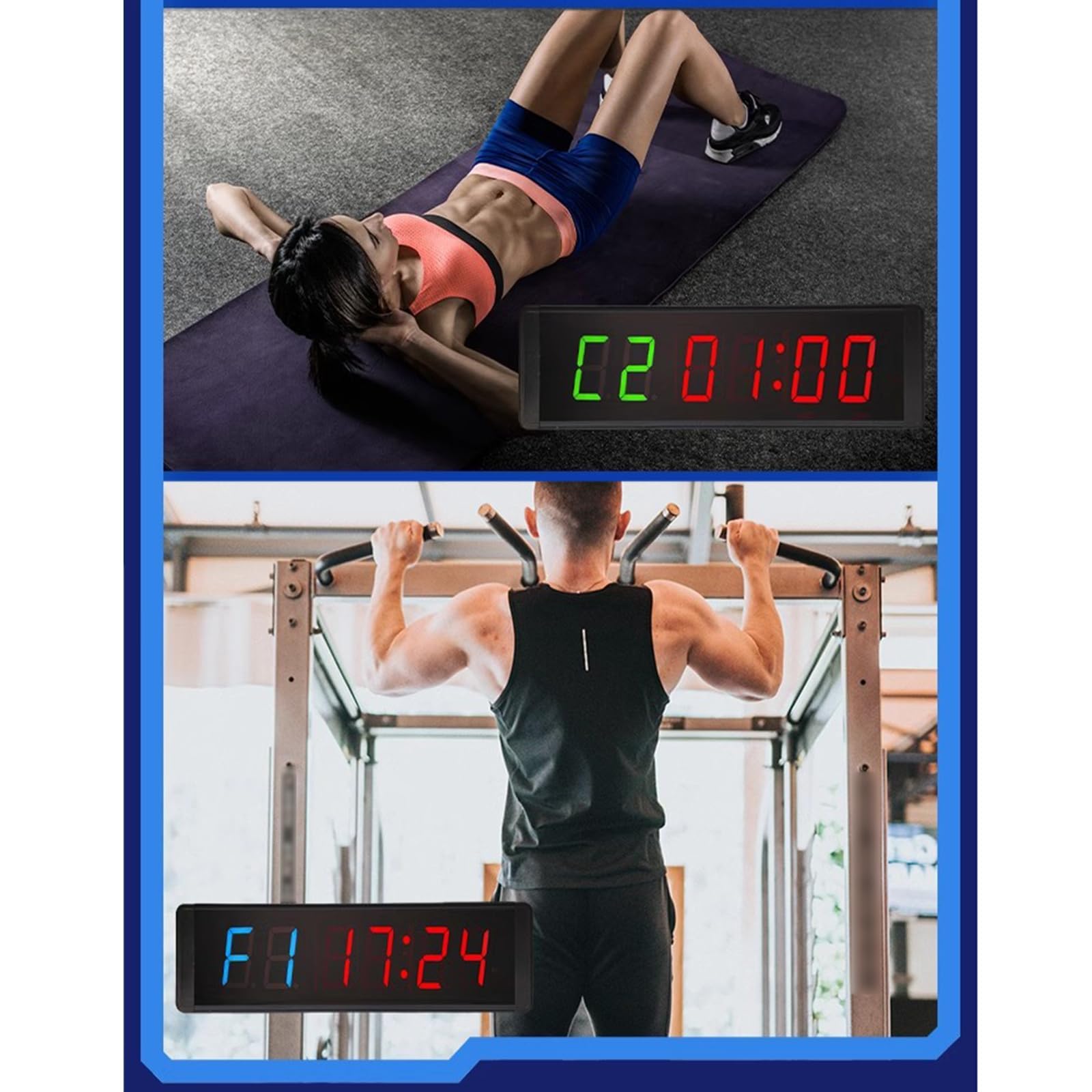 COYEUX Orologio Timer Digitale a LED per Palestra, cronometro per allenamenti a intervalli da 10 Pollici, luminosità Regolabile, con Telecomando, per Sport, Boxe, Fitness e Cucina