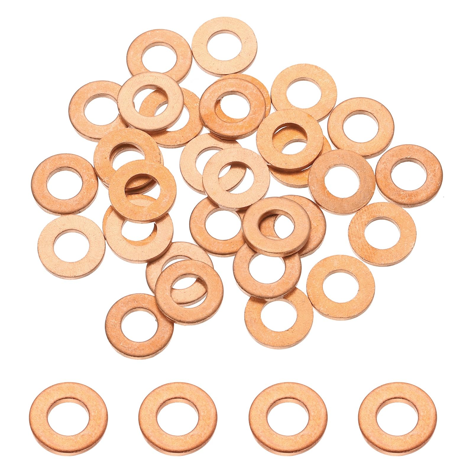 DEFANEX 32 Pcs M6 Copper Washer Sealing Ring (6mm ID 12mm OD 1.5mm Thickness) Metric Sealing Gasket Flat Crush Washer, for Automotive Plumbing Mechanical Oil Drain Plug โ image 1
