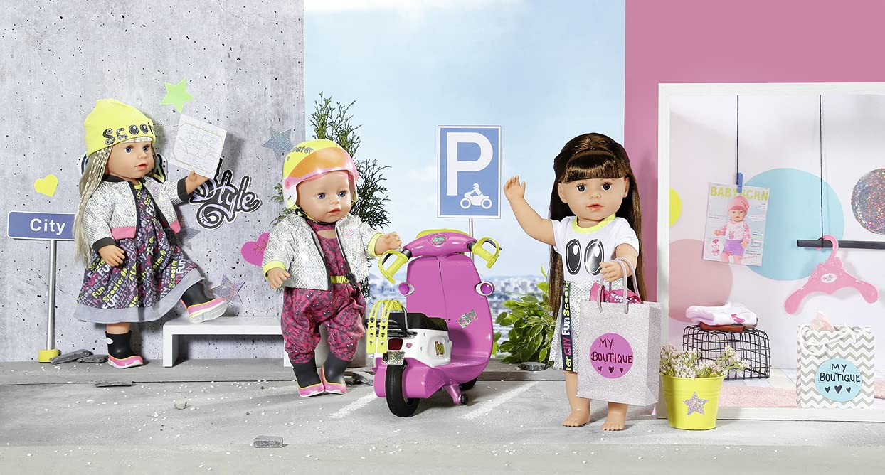 BABY born City Deluxe Scooter Combo, strój dla lalek jednoczęściowy, kurtka i kozaki, 830215 Zapf Creation