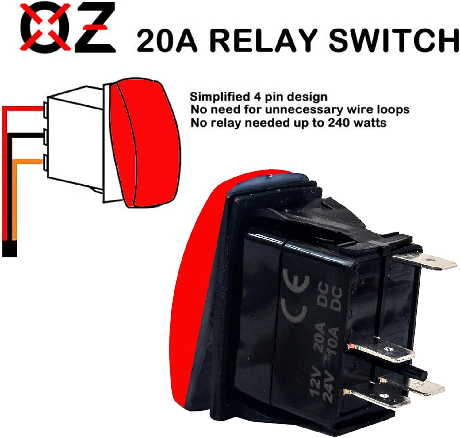 OZ-USA Siren PA Speaker Mic System Alarm Horn with Red Rocker Switch Pulse Power Busbar Plug Wire Harness Kit Compatible with Polaris RZR Turbo Pro Crew Ranger General XP Xpedition ADV 2018-2025
