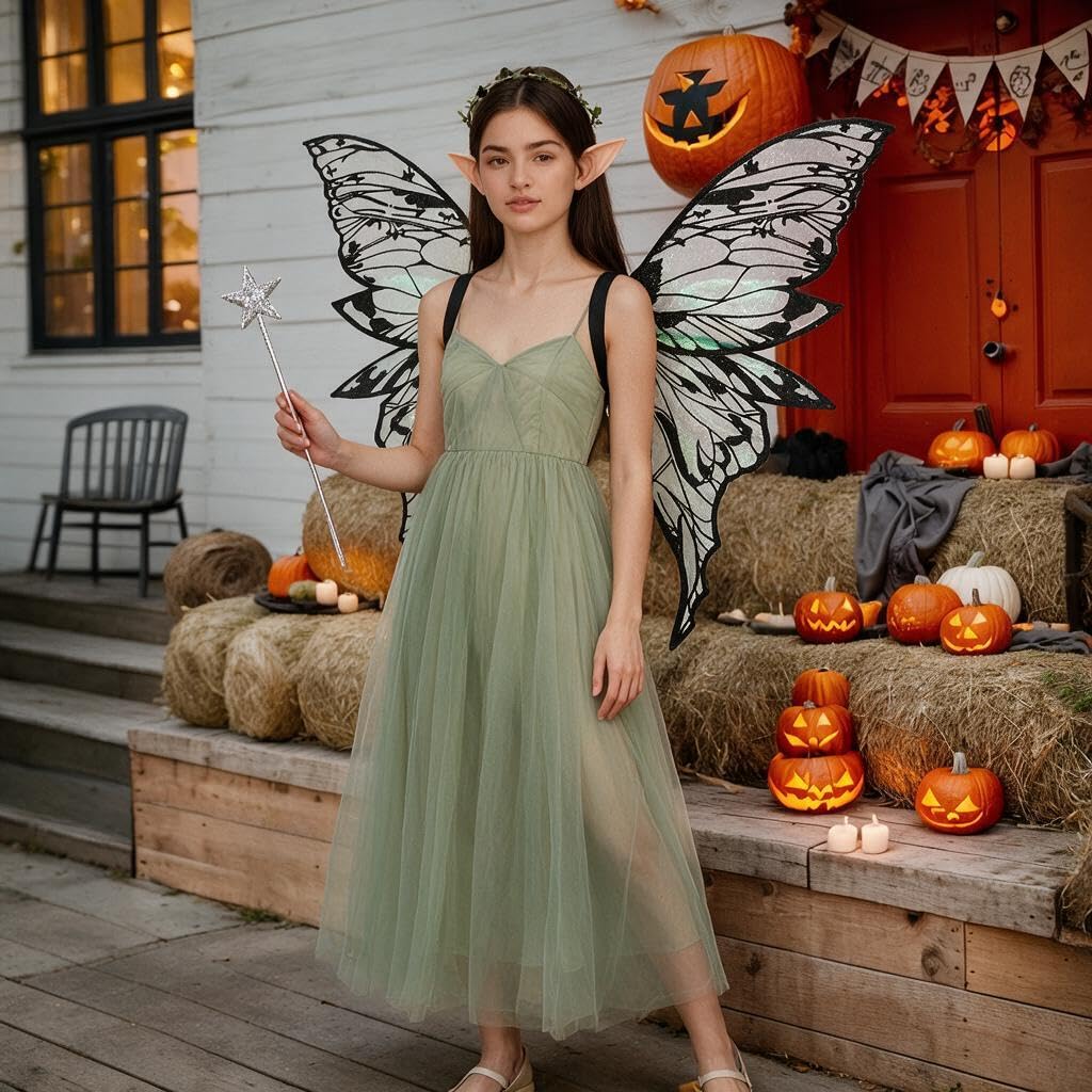 4pcs Halloween Fairy Wings Set for Girls Women Fairy Wings for Adult