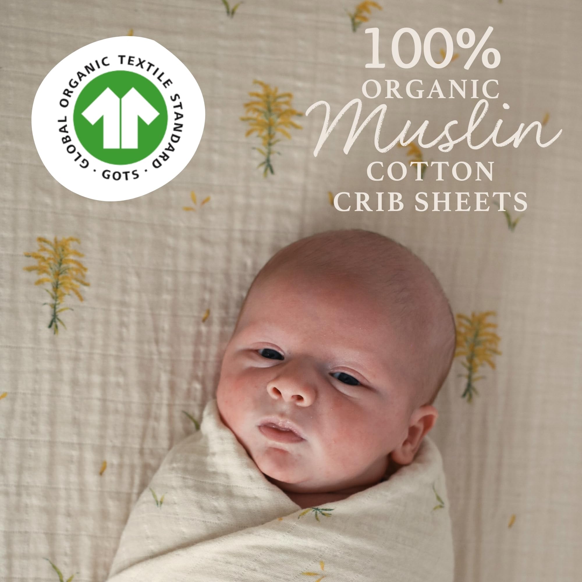 House of Elia 100% Organic Cotton Muslin Crib Sheet | GOTS Certified Fitted Sheet 28