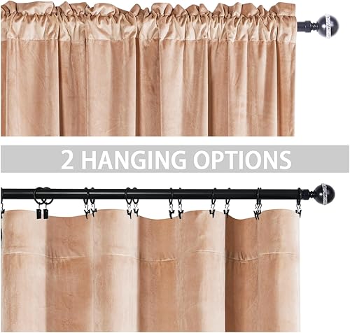 Miniatura 302 de Cortinas de terciopelo JIUZHEN, cortinas opacas suaves de terciopelo retro para dormitorio, cortinas elegantes con reducción de ruido y Rosa