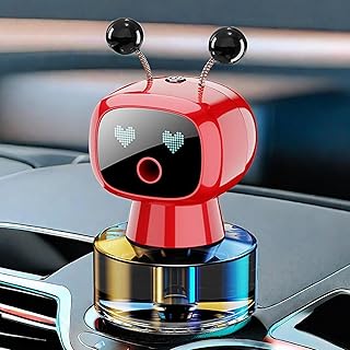 Robot Intelligent Aromatherapy Machine, Smart Cute AI Robot Car Air Freshener - Fine Spray/Fillable/Four-Gear Adjustment/Vibration Sensing/On-Off/Large Capacity Long-Lasting Fragrance(Red Hilton)