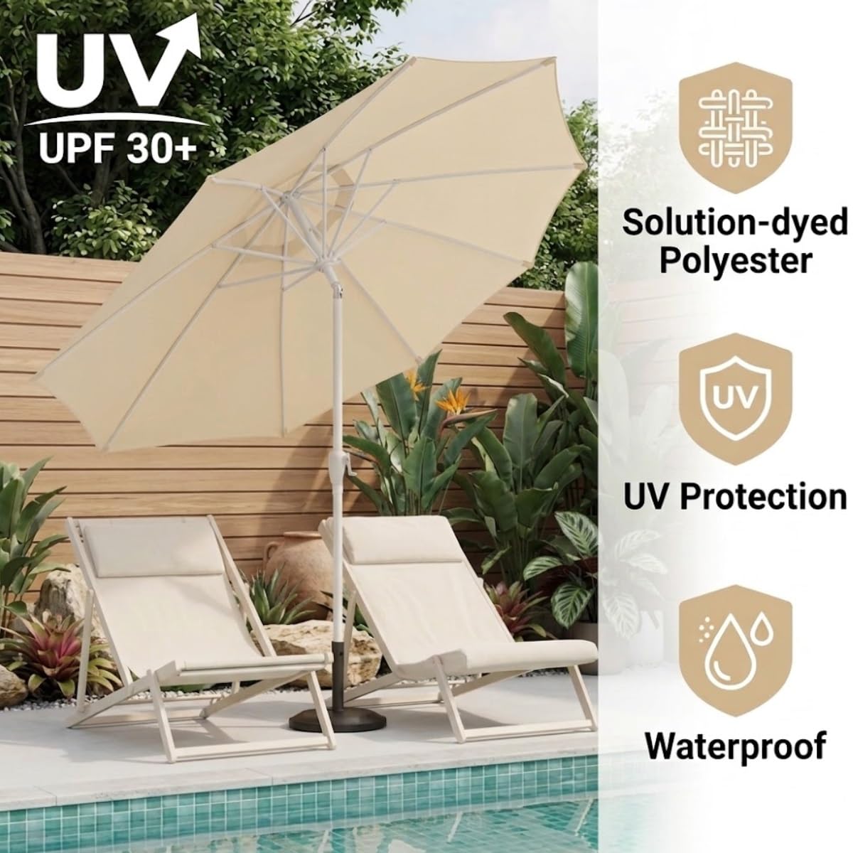 Generico Telo di Ricambio Ombrellone Giardino 2.0m 2.7m 3.0m 4.0m 6/8 Stecche, Copertura Impermeabile Anti-UV Esterno, Telo per Ombrellone Giardino di Ricambio Senza Telaio