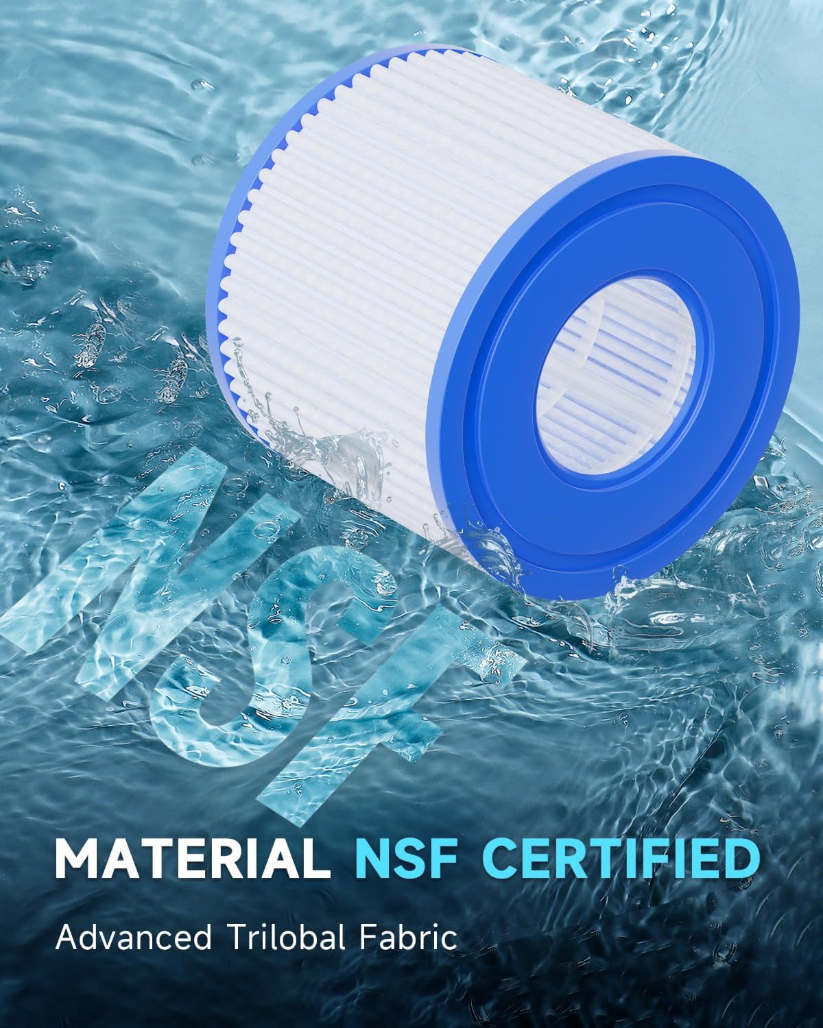 AQUALTRA Type VI Hot Tub Filters Cartridge Compatible with Lay-Z Spa, 90352E 58323E 58323 58324 90427E Inflatable Hot Tub Filters 4.2 x 3.1 Inches 4 Pack - Image 2