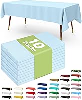 Vista 58 de Pureegg - Juego de 10 manteles de plástico desechables redondos de 84 pulgadas, para fiestas, picnics, bodas, manteles decorativos, redondos, Blanco