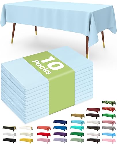 Miniatura 53 de Pureegg Mantel de plástico desechable, paquete de 10 manteles de 54 x 72 pulgadas, decoraciones de fiesta de Halloween, decoración Summerween, Negro